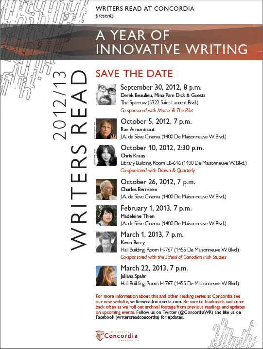 Writers Read Announces Its 2012/13 Season