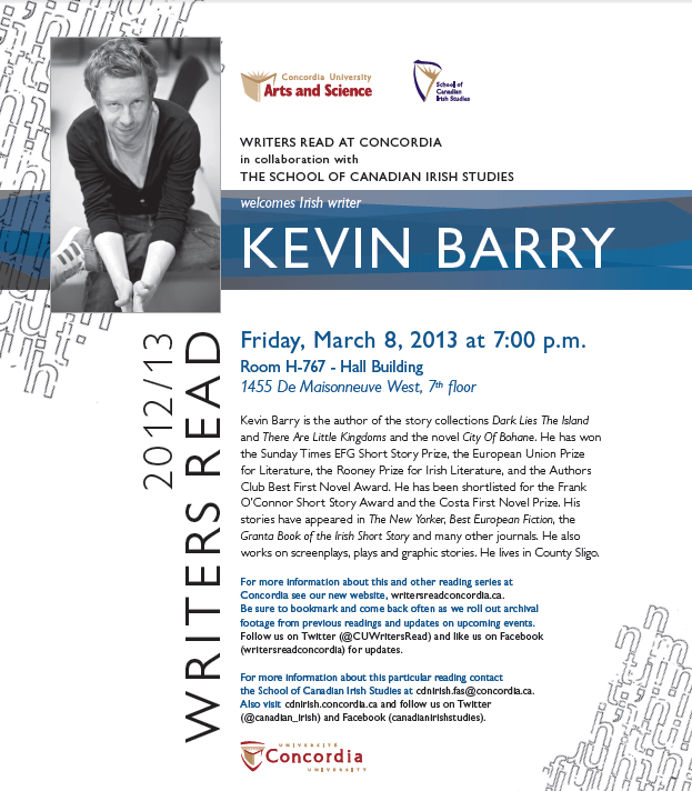 Kevin Barry - March 8th